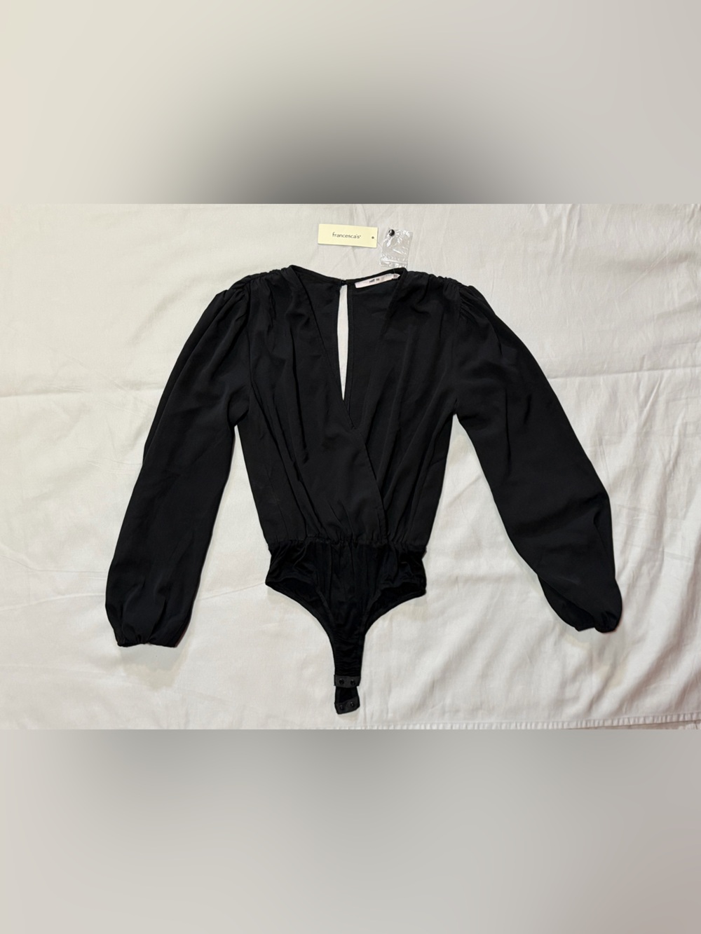 Mi Ami Francesca’s Black Plunging V-Neck Bodysuit XXS